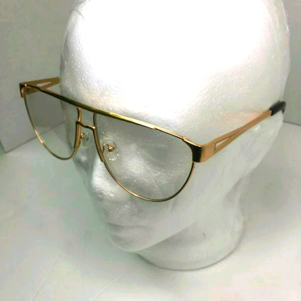 Gold New Style Oval Clear Lens Glasses